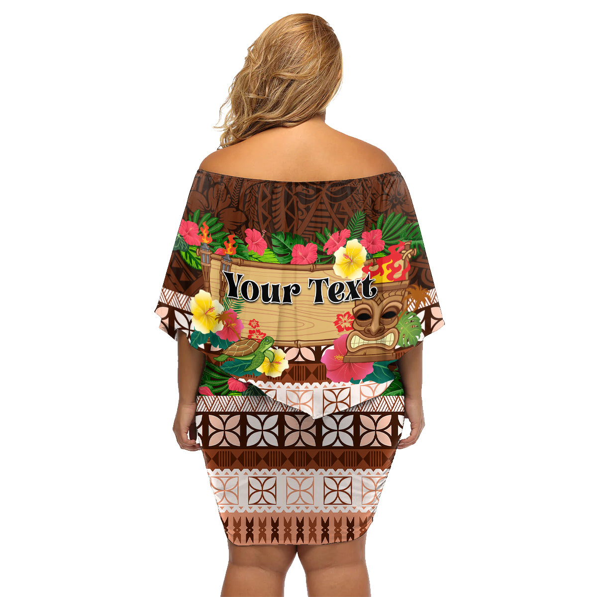 Pasifika Festival Auckland Family Matching Off Shoulder Short Dress and Hawaiian Shirt Polynesian Tribal with Pacific Pattern Brown Color LT03 - Polynesian Pride