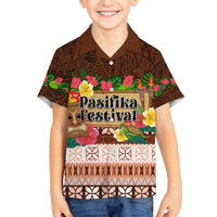 Pasifika Festival Auckland Family Matching Summer Maxi Dress and Hawaiian Shirt Polynesian Tribal with Pacific Pattern Brown Color LT03 Son's Shirt Brown - Polynesian Pride