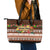 Pasifika Festival Auckland Leather Tote Bag Polynesian Tribal with Pacific Pattern Brown Color