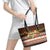 Pasifika Festival Auckland Leather Tote Bag Polynesian Tribal with Pacific Pattern Brown Color