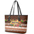 Pasifika Festival Auckland Leather Tote Bag Polynesian Tribal with Pacific Pattern Brown Color