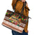 Pasifika Festival Auckland Leather Tote Bag Polynesian Tribal with Pacific Pattern Brown Color