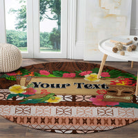 Pasifika Festival Auckland Round Carpet Polynesian Tribal with Pacific Pattern Brown Color