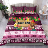 Pasifika Festival Auckland Bedding Set Polynesian Tribal with Pacific Pattern Pink Color
