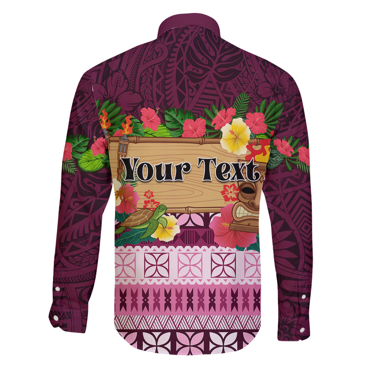 Pasifika Festival Auckland Family Matching Off Shoulder Maxi Dress and Hawaiian Shirt Polynesian Tribal with Pacific Pattern Pink Color LT03 - Polynesian Pride