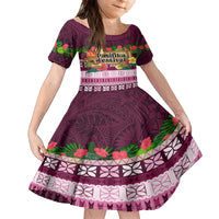Pasifika Festival Auckland Kid Short Sleeve Dress Polynesian Tribal with Pacific Pattern Pink Color LT03 KID Pink - Polynesian Pride