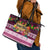 Pasifika Festival Auckland Leather Tote Bag Polynesian Tribal with Pacific Pattern Pink Color