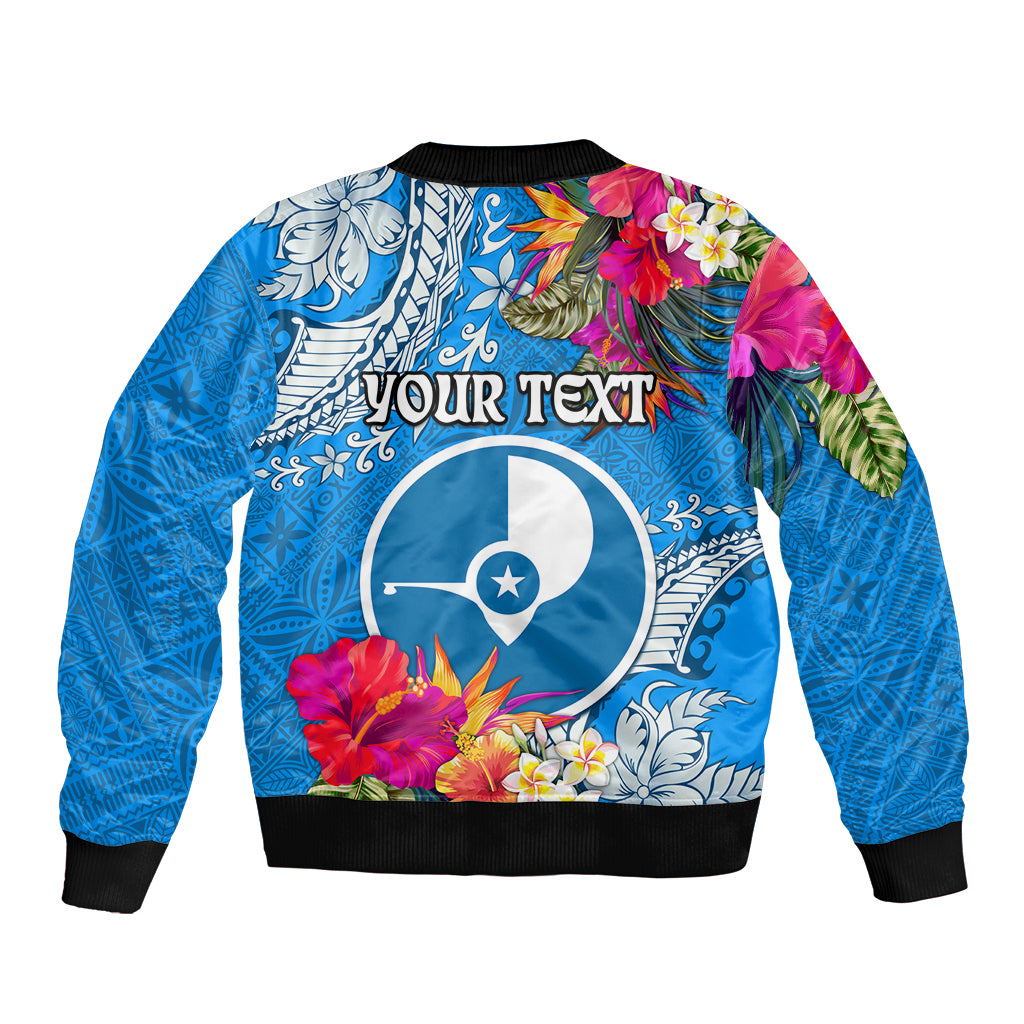 Yap Day Bomber Jacket Tapa Pattern with Hisbiscus LT03 - Polynesian Pride