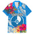 Yap Day Hawaiian Shirt Tapa Pattern with Hisbiscus LT03 Blue - Polynesian Pride