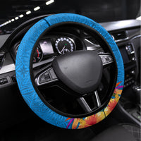 Yap Day Steering Wheel Cover Tapa Pattern with Hisbiscus