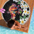 Hawaiian Lei Day Beach Blanket Plumeria and Turtle with Polynesian Tribal Pattern