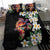 Hawaiian Lei Day Bedding Set Plumeria and Turtle with Polynesian Tribal Pattern