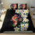 Hawaiian Lei Day Bedding Set Plumeria and Turtle with Polynesian Tribal Pattern