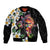 Hawaiian Lei Day Bomber Jacket Plumeria and Turtle with Polynesian Tribal Pattern