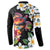 Hawaiian Lei Day Button Sweatshirt Plumeria and Turtle with Polynesian Tribal Pattern