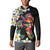 Hawaiian Lei Day Button Sweatshirt Plumeria and Turtle with Polynesian Tribal Pattern