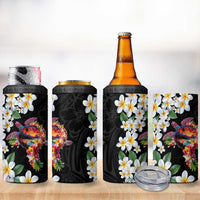 Hawaiian Lei Day 4 in 1 Can Cooler Tumbler Plumeria and Turtle with Polynesian Tribal Pattern