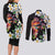 Hawaiian Lei Day Couples Matching Long Sleeve Bodycon Dress and Long Sleeve Button Shirt Plumeria and Turtle with Polynesian Tribal Pattern