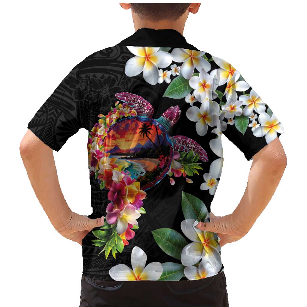 Hawaiian Lei Day Family Matching Mermaid Dress and Hawaiian Shirt Plumeria and Turtle with Polynesian Tribal Pattern