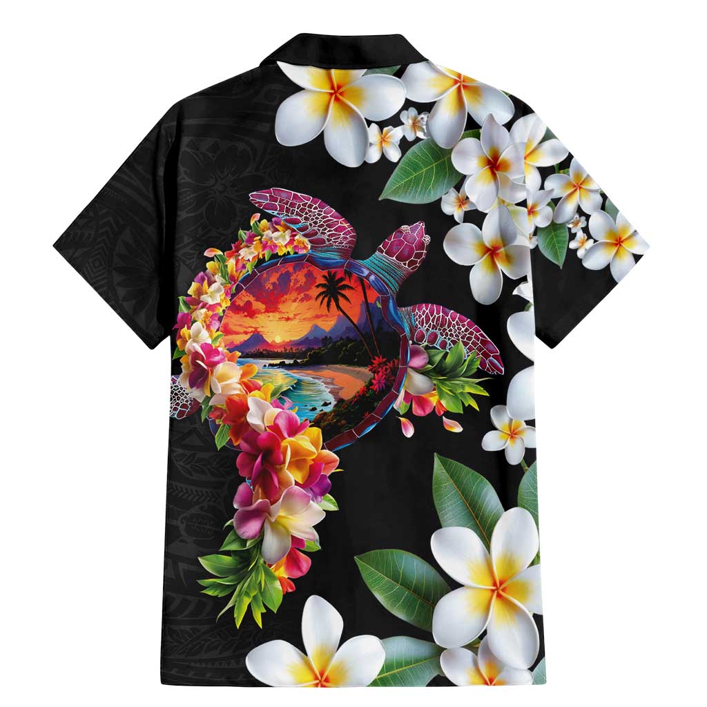 Hawaiian Lei Day Family Matching Mermaid Dress and Hawaiian Shirt Plumeria and Turtle with Polynesian Tribal Pattern