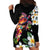 Hawaiian Lei Day Hoodie Dress Plumeria and Turtle with Polynesian Tribal Pattern