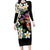 Hawaiian Lei Day Long Sleeve Bodycon Dress Plumeria and Turtle with Polynesian Tribal Pattern