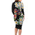 Hawaiian Lei Day Long Sleeve Bodycon Dress Plumeria and Turtle with Polynesian Tribal Pattern