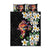 Hawaiian Lei Day Quilt Bed Set Plumeria and Turtle with Polynesian Tribal Pattern