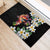 Hawaiian Lei Day Rubber Doormat Plumeria and Turtle with Polynesian Tribal Pattern