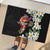 Hawaiian Lei Day Rubber Doormat Plumeria and Turtle with Polynesian Tribal Pattern