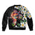 Hawaiian Lei Day Sleeve Zip Bomber Jacket Plumeria and Turtle with Polynesian Tribal Pattern