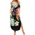 Hawaiian Lei Day Summer Maxi Dress Plumeria and Turtle with Polynesian Tribal Pattern