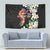 Hawaiian Lei Day Tapestry Plumeria and Turtle with Polynesian Tribal Pattern