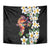 Hawaiian Lei Day Tapestry Plumeria and Turtle with Polynesian Tribal Pattern