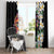 Hawaiian Lei Day Window Curtain Plumeria and Turtle with Polynesian Tribal Pattern