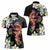 Hawaiian Lei Day Women Polo Shirt Plumeria and Turtle with Polynesian Tribal Pattern