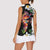 Hawaiian Lei Day Women Sleeveless Polo Shirt Plumeria and Turtle with Polynesian Tribal Pattern