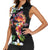 Hawaiian Lei Day Women Sleeveless Polo Shirt Plumeria and Turtle with Polynesian Tribal Pattern