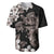 Hawaiian Lei Day Baseball Jersey Plumeria and Turtle with Polynesian Tribal Pattern Grayscale Color