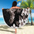 Hawaiian Lei Day Beach Blanket Plumeria and Turtle with Polynesian Tribal Pattern Grayscale Color