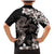 Hawaiian Lei Day Family Matching Mermaid Dress and Hawaiian Shirt Plumeria and Turtle with Polynesian Tribal Pattern Grayscale Color