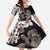 Hawaiian Lei Day Family Matching Mermaid Dress and Hawaiian Shirt Plumeria and Turtle with Polynesian Tribal Pattern Grayscale Color