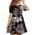 Hawaiian Lei Day Family Matching Mermaid Dress and Hawaiian Shirt Plumeria and Turtle with Polynesian Tribal Pattern Grayscale Color