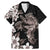 Hawaiian Lei Day Family Matching Mermaid Dress and Hawaiian Shirt Plumeria and Turtle with Polynesian Tribal Pattern Grayscale Color