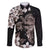 Hawaiian Lei Day Family Matching Mermaid Dress and Hawaiian Shirt Plumeria and Turtle with Polynesian Tribal Pattern Grayscale Color