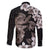 Hawaiian Lei Day Family Matching Mermaid Dress and Hawaiian Shirt Plumeria and Turtle with Polynesian Tribal Pattern Grayscale Color