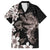 Hawaiian Lei Day Family Matching Tank Maxi Dress and Hawaiian Shirt Plumeria and Turtle with Polynesian Tribal Pattern Grayscale Color