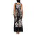 Hawaiian Lei Day Family Matching Tank Maxi Dress and Hawaiian Shirt Plumeria and Turtle with Polynesian Tribal Pattern Grayscale Color