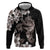 Hawaiian Lei Day Hoodie Plumeria and Turtle with Polynesian Tribal Pattern Grayscale Color