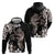 Hawaiian Lei Day Hoodie Plumeria and Turtle with Polynesian Tribal Pattern Grayscale Color